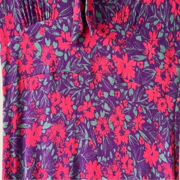 ModCloth Floral Print Midi Dress In Purple and Red Size M - Picture 4 of 8